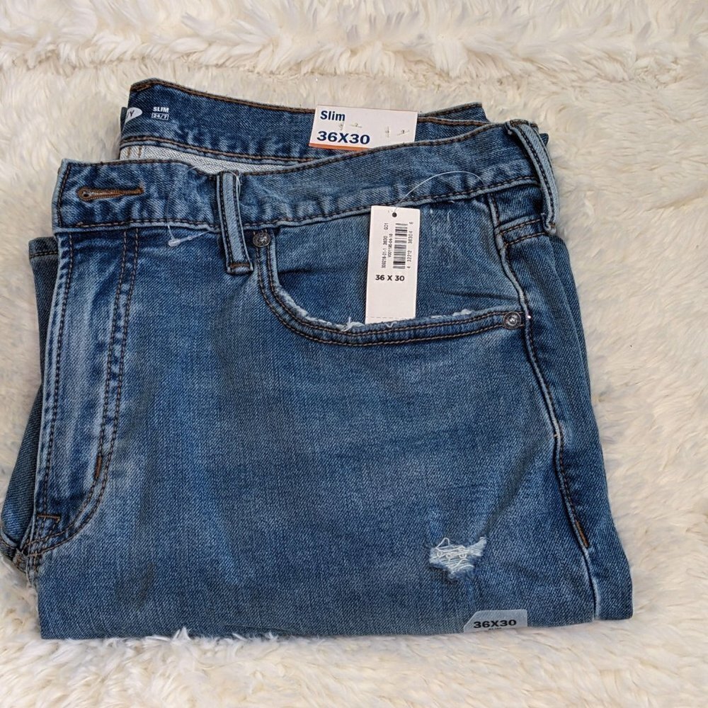 Slim Built-In Flex Blue Jeans for Men sz 36 x 30 by Old Navy - Picture 4 of 4